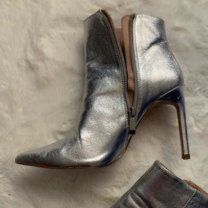 Zara Faux Leather heeled booties, size 8